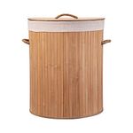 Eco Bath London Bamboo Laundry Basket with Lid - 55 Litres, Round Style, Laundry Hamper with Removable Washable Lining