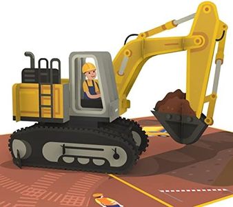 MOKIO® Tarjeta Pop-Up – Sitio de construcción con excavadora – Tarjeta de regalo 3D para un cumpleaños, Tarjeta felicitación emergente con sobre