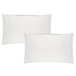 Trance Home Linen 400 Tc Premium Cotton Pillow Covers | Solid Pillow Cases | Set Of 2 Piece Pillow Covers Only |Standard Size (White, 18 X 28 Inch)