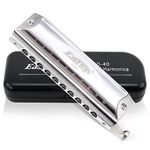 East top Chromatic Harmonica key of C, 10 Holes 40 Tunes Chromatic Harmonica Mouth Organ Musical Instrument for Adults, Beginners, Professionals and Students