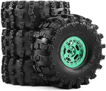 RCMMTING 2.2" Beadlock Wheel Rims and Rubber Crawler Tires 150mm (5.91in) for 1/10 RC Crawler SCX10 RBX10 Wraith TRX4 (Green)