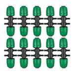 FULAIERGD 10 Pcs Barbed Tee 1/2 inch Tubing (1/2" ID x 0.6-0.63" OD) 16mm to 1/4 inch Irrigation Tube Anti-Drop Quality Fitting (Fits 13mmID/ 4mm ID) 6-Way