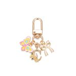 SWJEWEL Cute Colourful Initial Letter Keychains with Small Colorful Butterfly Mini Key Chain for Women, Letterkey-c, S