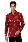 Majestic Man Printed Slim Fit Casual Shirt for Men (X-Large, Maroon)