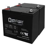 Mighty Max Battery 12V 55Ah Power Boat Pontoon Electric Trolling Motor Deep Cycle Battery - 2 Pack