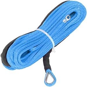 Keenso 4.8mmx15m Synthetic Winch Rope, 5500lbs Synthetic Fiber Breaking Strength Waterproof for ATV UTV Trailer(blue) Traction Ropes