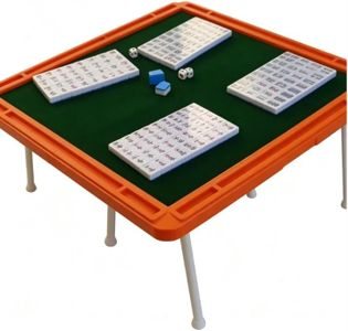 KZGMMHY8 Portable Travel Mahjong Set with Folding Table, Mini Mahjong Game for Camping, Picnic, Home Use(Mahjong+Table)