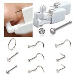 Nose Piercing Kit Disposable Sterile Safety Nose Piercing Gun Tools with 10 pcs Nose Studs for Women Man Girls Boys Unisex (12PCS nose piercing kit)