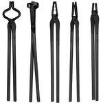 Blacksmith Tongs Tools Set Forging Tongs For Knife Making Tongs, Blacksmithing Forge Tongs Kit 5PCS - Flat Tongs & Square Jaw Tongs & Bolt Tongs & Blade Tongs & Wolf Jaw tongs Black Smith Supplies