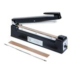 Handheld Heat Sealer, Impulse Heat Sealer, Bag Sealer - 12" - Black - Extra Heating Element - 1ct Box - Restaurantware