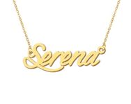 18k Gold Plated Serena Name Necklace Initial Pendant Charm Stainless Steel Jewelry for Womens Moms