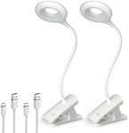 HECDSTLY 2 Pack Clip on LED Reading Light, 25 Models USB Rechargeable Bed Lights with Large Clamp for Headboard, Eye Protection Cordless Lamp for Bedframe Table Beside Desk Home Office