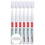 6 Pack Paint Pens Oil-Based Metallic Permanent Markers for Rock Painting, Stone, Ceramic, Glass, Fine Point, High Volume Ink, 2X Lifespan, Quick Dry, 2 Extra Fine Replaceable Tip Included (White)