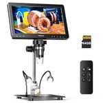 TOMLOV DM9 Max 10.1" HD IPS HDMI Digital Microscope 1500X, 20MP Coin Microscope Magnifier for Error Coins with Screen, LCD Soldering Microscope for Adults, 10 LED Lights, PC/TV Compatible, 64GB