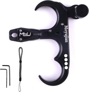 Moyujian Compound Bow Release,Archery Release Aids, 360 ° Rotatable, Mechanized Aesthetic Design for Thumb Release，Composite Bow Three Finger Release Suitable for Adults and Teenagers (Black)