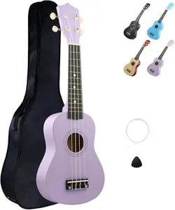 LXS Soprano Ukulele Kids Ukulele for Beginners - 21" Small Guitar Ukulele with Gig Bag, Standby String, Picks and Primary Tutorial (Purple)