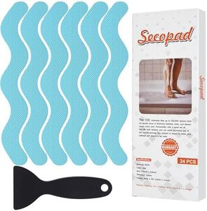 Secopad Patented Anti Slip Shower Stickers 24 PCS Safety Bathtub Strips Adhesive Decals with Premium Scraper for Bath Tub Shower Stairs Ladders Boats (Blue)