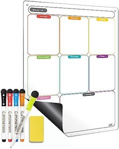 Mag-Fancy Magnetic Calendar for Refrigerator Set. Weekly Dry Erase Fridge Calendar Whiteboard Meal Planner Menu Board - Thickened Magnet. with Fine Tip Marker & Eraser & Personal Organizers