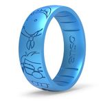 Enso Rings Disney Pixar Collection - Classic Etched Silicone Rings - Comfortable and Flexible Design - Wilderness Explorers - Blue Topaz - 5