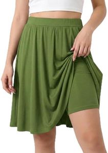 Coaturi Girls Knee Length Skirt : Aline Pleated Skirt Built-in Shorts or Leggings Basic Skorts Size 6-14Y(Green, 8Y)