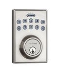 Kwikset 92640-001 Contemporary Electronic Keypad Single Cylinder Deadbolt with 1-Touch Motorized Locking, Satin Nickel