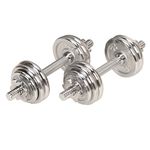 Sunny Health and Fitness Unisex's 15 KG Chrome Dumbbell Set w/Carry Case, Grey, One Size