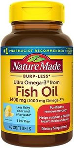 Nature Made Burp Less Ultra Omega 3 Fish Oil 1400 mg, Fish Oil Supplements, Omega 3 Supplement for Healthy Heart, Brain and Eyes Support, One Per Day, 45 Softgels