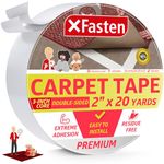 XFasten Indoor Outdoor Carpet Tape for Area Rugs | 2" x 20 Yards Double Sided Carpet Tape for Stairs, Concrete Floor, Hardwood Floors, Laminate Floors | Indoor Heavy Traffic Carpet Tape | Rug Tape