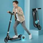 Lifelong Kids Electric Scooter for 6-12 Years Age | with Rechargeable Battery, Adjustable Handle Height & Foldable Design | Safe Kids Scooter with Anti-Slip Deck (Black)