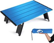 VILLEY Portable Mini Folding Beach Table, Ultralight Aluminum Side Table with Carry Bag for Camping, Picnics, and Outdoor Activities - Blue