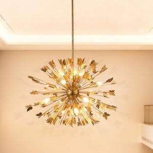 Gold Butterfly Sputnik Chandelier for Dining Room, 35-Inch Modern Gold 14-Light Pendant Light Fixture, Mid-Century Nature-Inspired Hanging Ceiling Light for Kitchen Living Room, Nursery, Bedroom