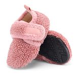 LACOFIA Toddler Girls Sock Slippers Kids Winter Warm Fleece House Shoes Children Anti-Slip Home Slippers Pink 3.5/4.5