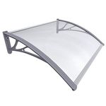 VOUNOT Front Door Canopy Outdoor Awning, Rain Shelter for Back Door, Porch, Window, 100 x 80 cm, Grey