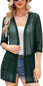 iClosam Women Open Front Sheer Cardigans Summer Lightweight Kimono Cover Ups Dark Green