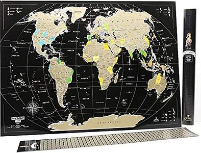 Scratch Off map Black Gold Detailed USA States Deluxe Tracker Pin World Map MyMap Travel map Wall Poster Push pin map Includes Pins Tube Poster Map to Scratch Wall Décor Xmas Gift