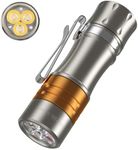 Wurkkos TS10 Pocket EDC Flashlight Rechargeable - Small Powerful Flashlight High Lumen Titanium Alloy + Copper Material 3Pcs LEDs 1400L Bright and 3Pcs RGB Aux LEDs,Anduril 2.0 UI,IP68(4000K)