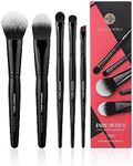 EIGSHOW Everyday Makeup Brushes, 5 Pcs Makeup Brush Set for Foundation Blush Concealer Eyeshadow Eyelid, Vegan & Cruelty-Free, Travel Friendly Make up Brushes Set Gift for Women Girls Set- Black