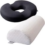 5 STARS UNITED Donut Pillow Hemorrhoid Tailbone Cushion and Memory Foam Bolster Pillow Grey for Legs and for Back Pain