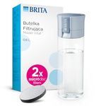 BRITA Water Filter Bottle Light Blue (600ml) incl. 2x MicroDisc Filters - portable water filtration bottle for hydration on-the-go, filters chlorine, organic impurities, hormones and pesticides