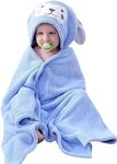 HUOCAI Premium Hooded Towels For Kids 33x59 inch | Beach Or Bath Towel | Rabbit design | Ultra Soft and Extra Large | 100% Cotton Childrens Swimming/Bath Towel with Hood for Girls （blue）