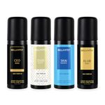 Bella Vita Luxury Unisex Body Parfum Spray Deo Travel Gift Set, Pack Of 4 X 50Ml With Lemon Blackcurrant Lavender & Bergamot No Gas Long Lasting Fragrance Deodorant