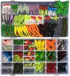 Pure Vie Fishing Topwater Lures Kits Mixed Universal Artificial Soft Baits Tackle Including Crankbaits, Spinnerbaits, Plastic Worms, Frogs, Hooks, Tackle Box - Freshwater Saltwater Fishing Equipment