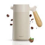 Heemburg French Press Coffee Maker Cafetiere Thermo Double Wall Insulated Vacuum Stainless Steel Manual Brewer (White)