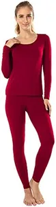 MANCYFIT Thermal Underwear for Women Long Johns Set Fleece Lined Ultra Soft Scoop Neck Red XXX-Large