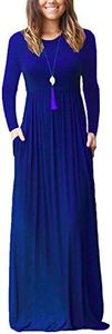 VIISHOW Women's Long Sleeve Loose Plain Maxi Dresses Casual Maternity Dresses Long Dresses with Pockets(Royal Blue,X-Large)