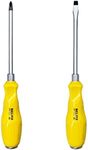 Yanglonghui 2 Piece Strong Professional Screwdriver Set, 1 Phillips and 1 Flat Head, Non-Slip Handles for Home Repair,S2 Steel Screwdriver with Striking Cap (Yellow)