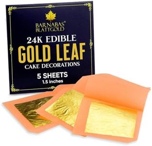 Edible Gold Leaf by Barnabas Blattgold - Cake Decorations, Loose Gold Leaf Sheets for Cupcakes, 1.5 inches per Sheet, Book of 5 Gold Foil Sheets