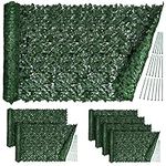 Kitchen Joy Artificial Ivy Privacy Fence Screen - Fake Ivy - Privacy Fence Panels for Outside - 4¼ft x 8¼ft Ivy Fence Privacy Screen 30 Zip Ties, 98"x50"