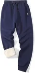 Flygo Men's Fleece Pants Winter Warm Joggers Pants Active Sherpa Lined Sweatpants(Rib Bottom Navy-L)
