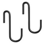 YourGift 10 Pack Heavy Duty S Hooks Black S Shaped Hooks Hanging Hangers Hooks for Kitchen, Bathroom, Bedroom and Office: Pan, Pot, Coat, Bag, Plants(10 Pack/Black/Small)